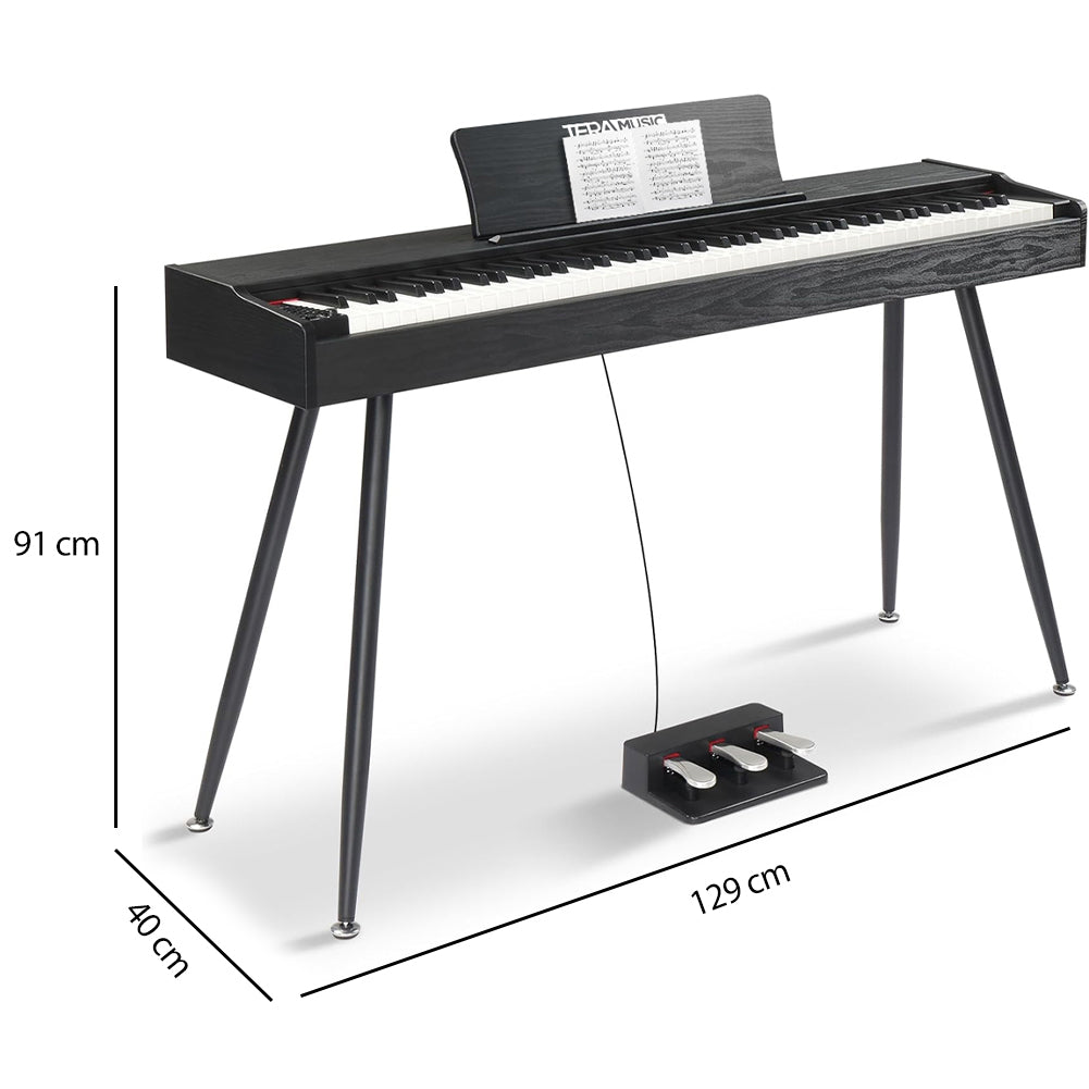 Tastiera Musicale Pianoforte Elettrico Standard con 88 Tasti e Pedaliera Nero