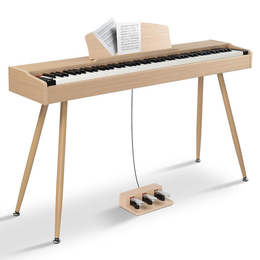 Tastiera Musicale Pianoforte Elettrico con 88 Tasti e Pedaliera Colore Naturale