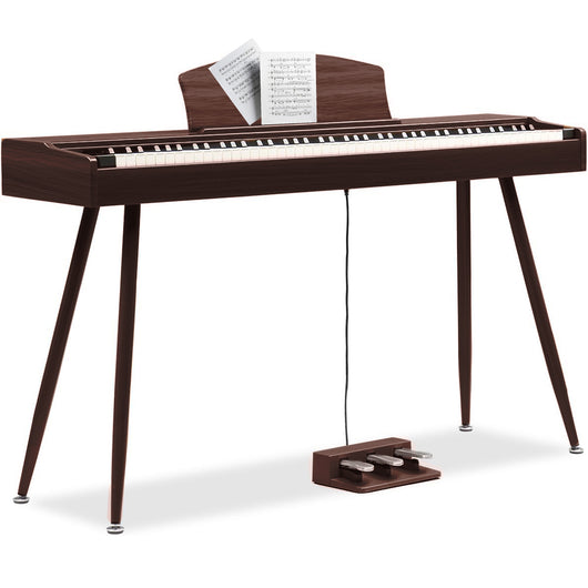 Tastiera Musicale Pianoforte Elettrico con 88 Tasti e Pedaliera Colore Mogano