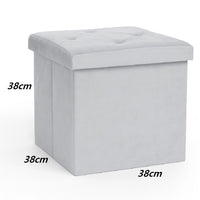 Pouf Pieghevole in Velluto Grigio 38x38x38 cm Salvaspazio con Coperchio Design Moderno
