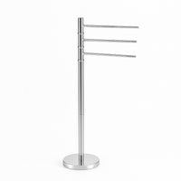 Piantana da Bagno Porta Asciugamani in Acciaio Inox Smaltato Cromo 3 Braccia Girevoli