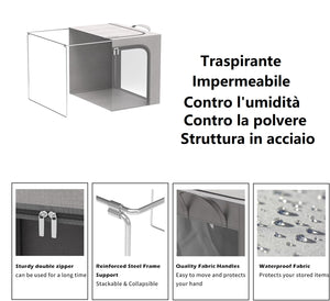 2 Scatole Pieghevoli per Armadio 40x30x20 con Struttura in Metallo e Tessuto Resistente