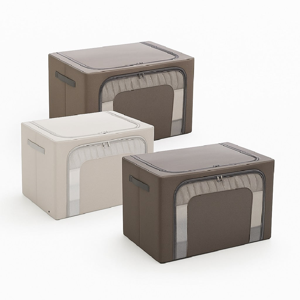 2 Scatole Pieghevoli per Armadio 40x30x20 con Struttura in Metallo e Tessuto Resistente