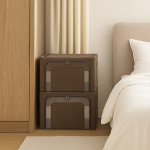 2 Scatole Pieghevoli per Armadio 40x30x20 con Struttura in Metallo e Tessuto Resistente