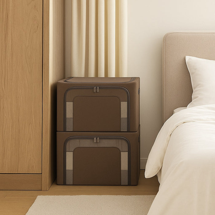 2 Scatole Pieghevoli per Armadio 40x30x20 con Struttura in Metallo e Tessuto Resistente