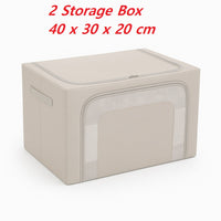 2 Scatole Pieghevoli per Armadio 40x30x20 con Struttura in Metallo e Tessuto Resistente