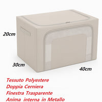 2 Scatole Pieghevoli per Armadio 40x30x20 con Struttura in Metallo e Tessuto Resistente