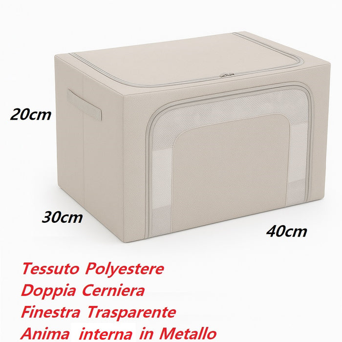 2 Scatole Pieghevoli per Armadio 40x30x20 con Struttura in Metallo e Tessuto Resistente