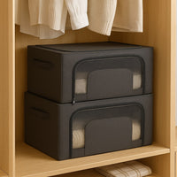 2 Scatole Pieghevoli per Armadio 40x30x20 con Struttura in Metallo e Tessuto Resistente