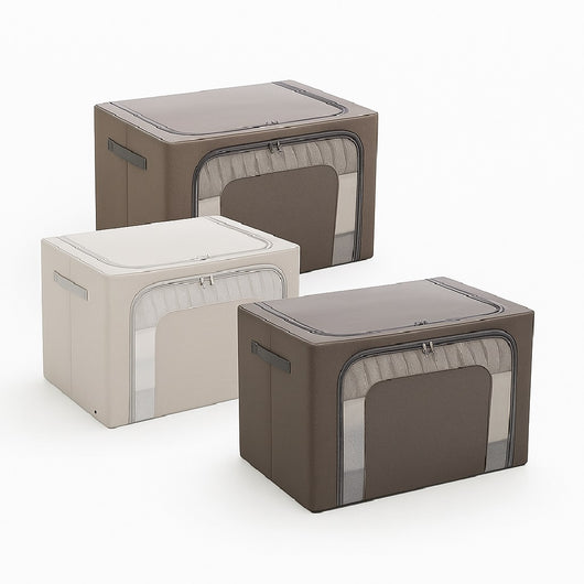 2 Scatole Pieghevoli per Armadio 60x42x40 con Struttura in Metallo e Tessuto Resistente