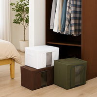 3 Scatole Pieghevoli per Armadio 50x40x32 con Struttura in Metallo e Tnt Resistente