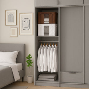 3 Scatole Pieghevoli per Armadio 40x30x20 con Struttura in Metallo e Tnt Resistente