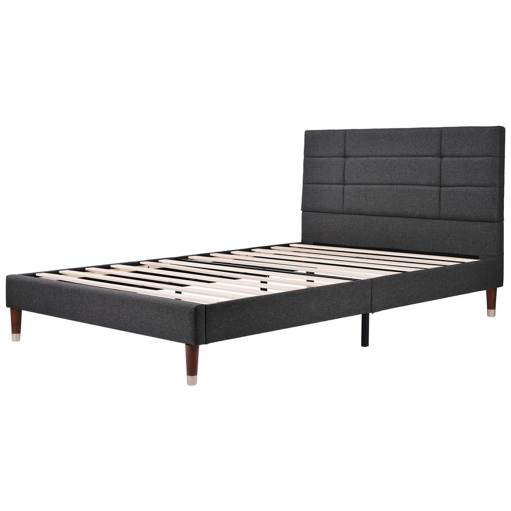 Letto Imbottito Matrimoniale con Testiera e Rete a Doghe ¨C MINIMAL ¨C Grigio Scuro 140x200