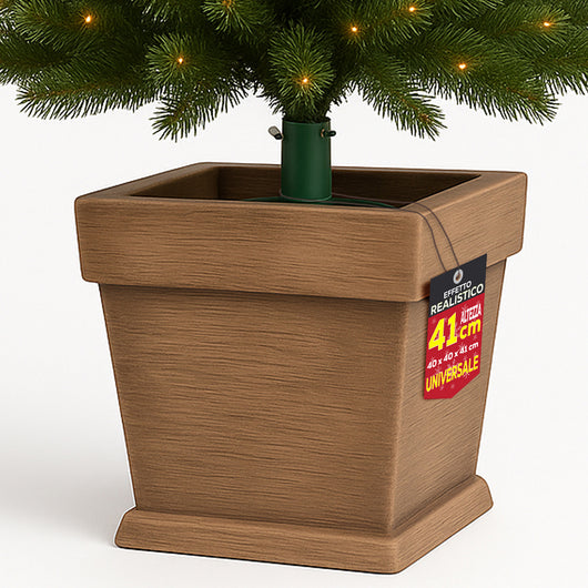 Base Albero di Natale Vaso Marrone Supporto 40x40x41cm con Attacco Universale