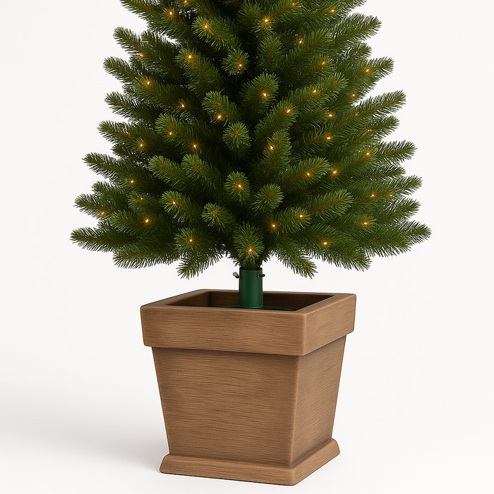 Base Albero di Natale Vaso Marrone Supporto 40x40x41cm con Attacco Universale