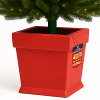 Base Albero di Natale Vaso Rosso Supporto 40x40x41cm con Attacco Universale