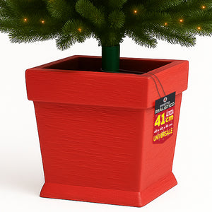 Base Albero di Natale Vaso Rosso Supporto 40x40x41cm con Attacco Universale