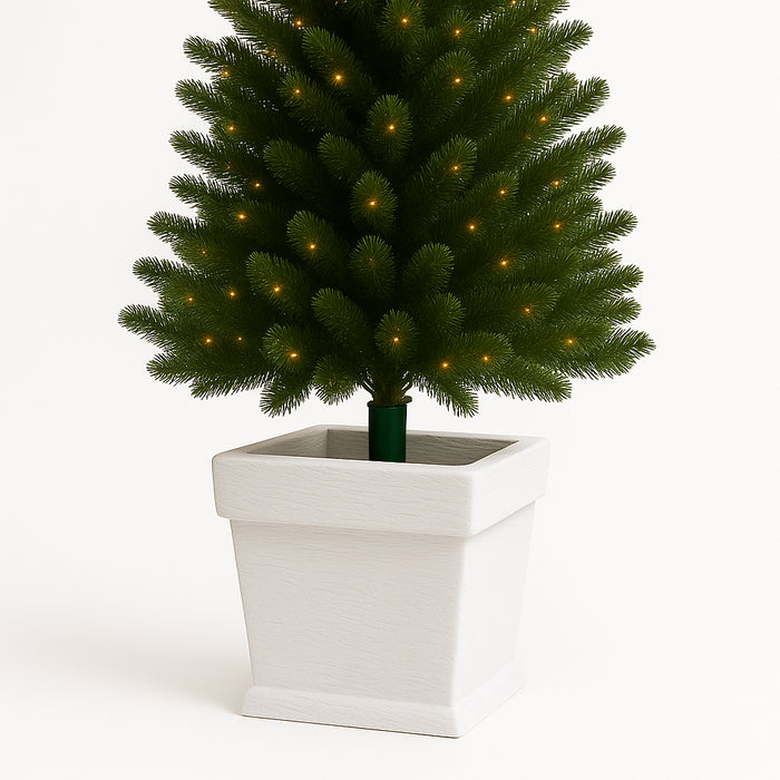 Base Albero di Natale Vaso Bianco Supporto 40x40x41cm con Attacco Universale