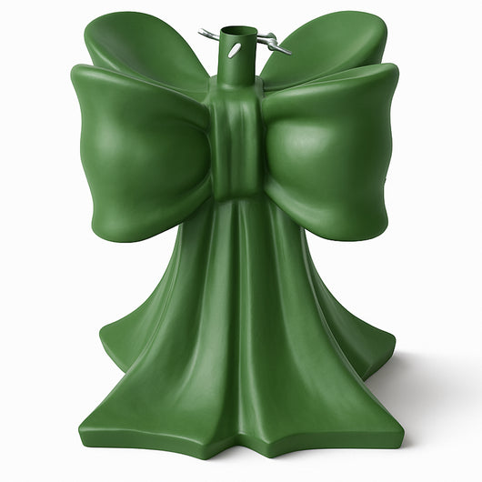 Base Albero di Natale Fiocco Verde Supporto con Attacco Universale 32x32x35cm