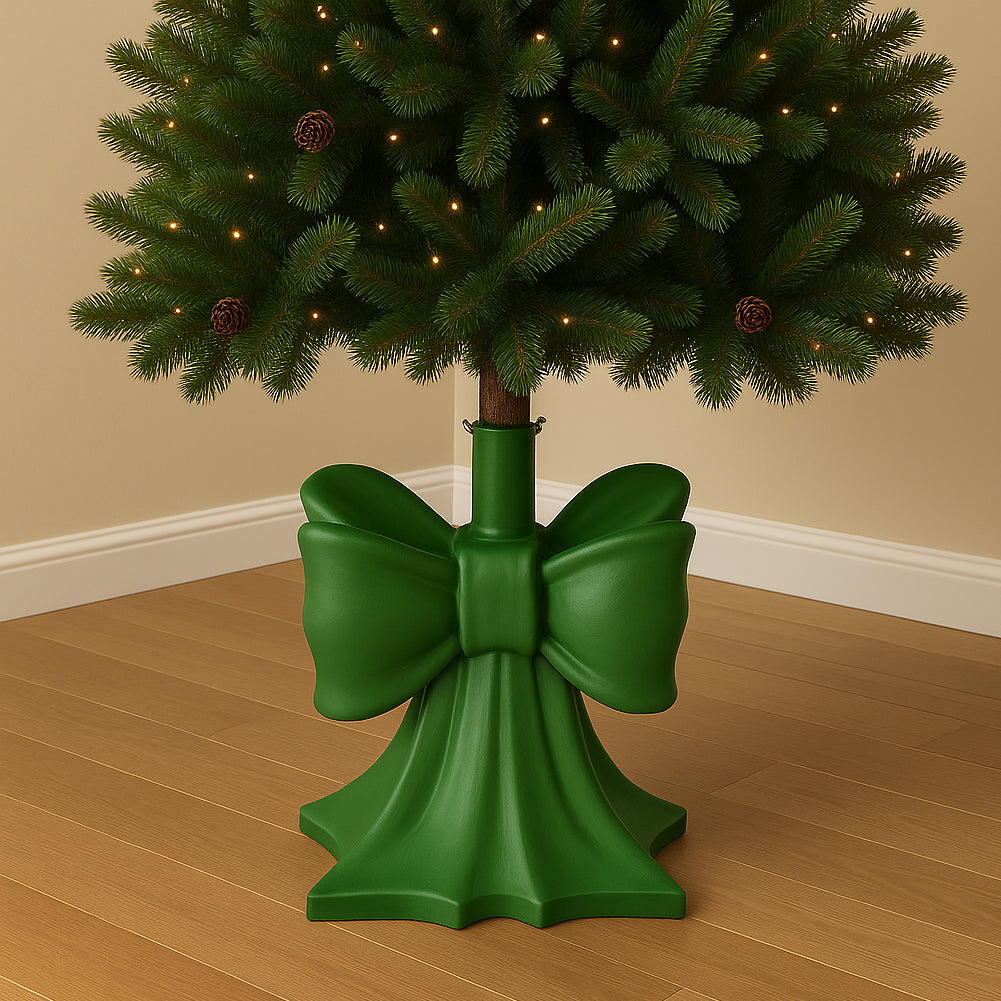 Base Albero di Natale Fiocco Verde Supporto con Attacco Universale 32x32x35cm