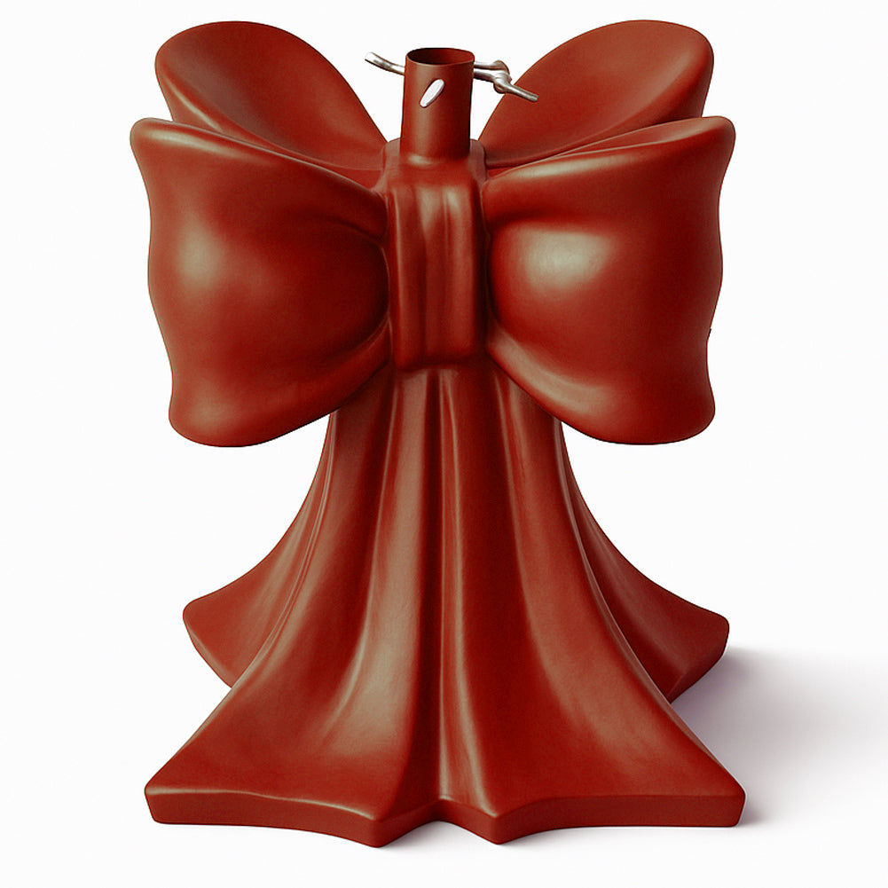 Base Albero di Natale Fiocco Rosso Supporto con Attacco Universale 32x32x35cm