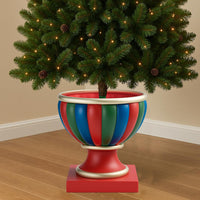 Base Albero di Natale Calice Rosso Verde e Blu Supporto Attacco Universale 32 cm