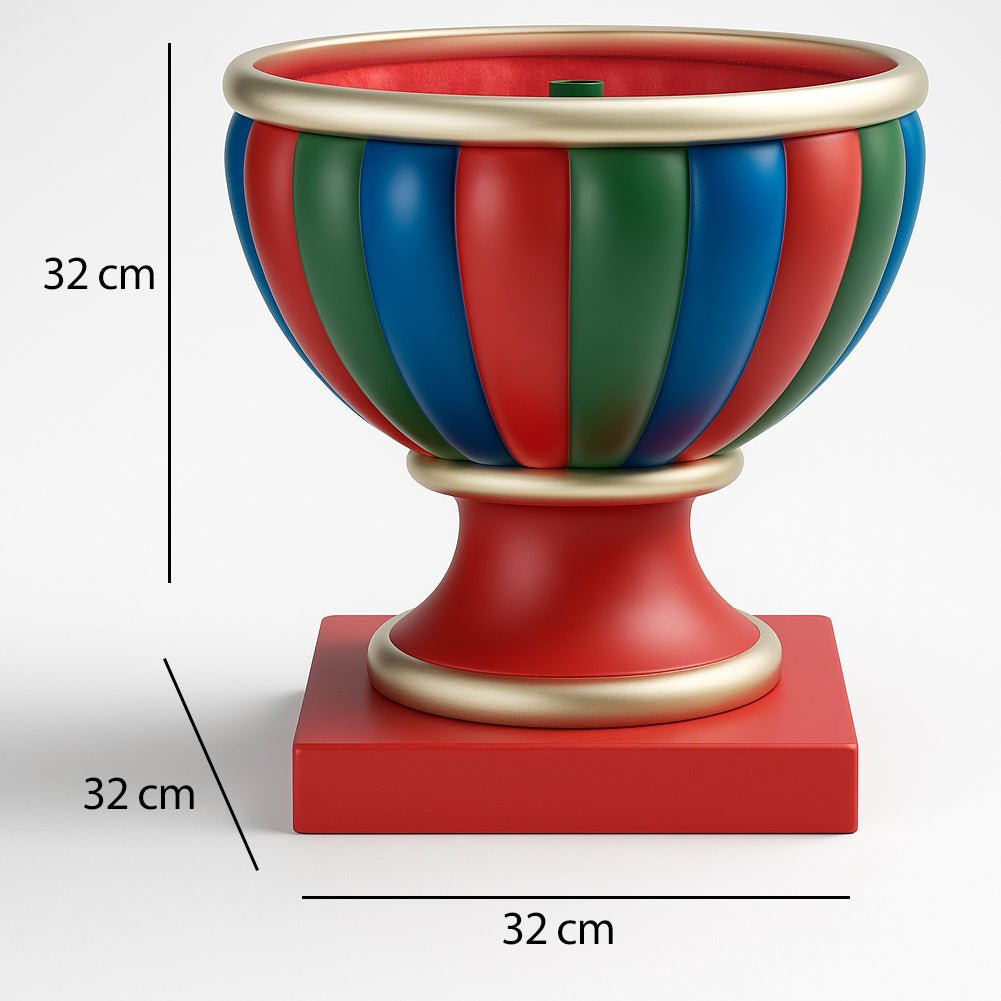 Base Albero di Natale Calice Rosso Verde e Blu Supporto Attacco Universale 32 cm