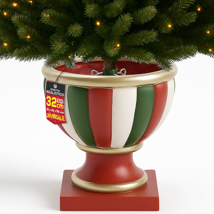 Base Albero di Natale Calice Rosso Verde Bianco Supporto Attacco Universale 32cm