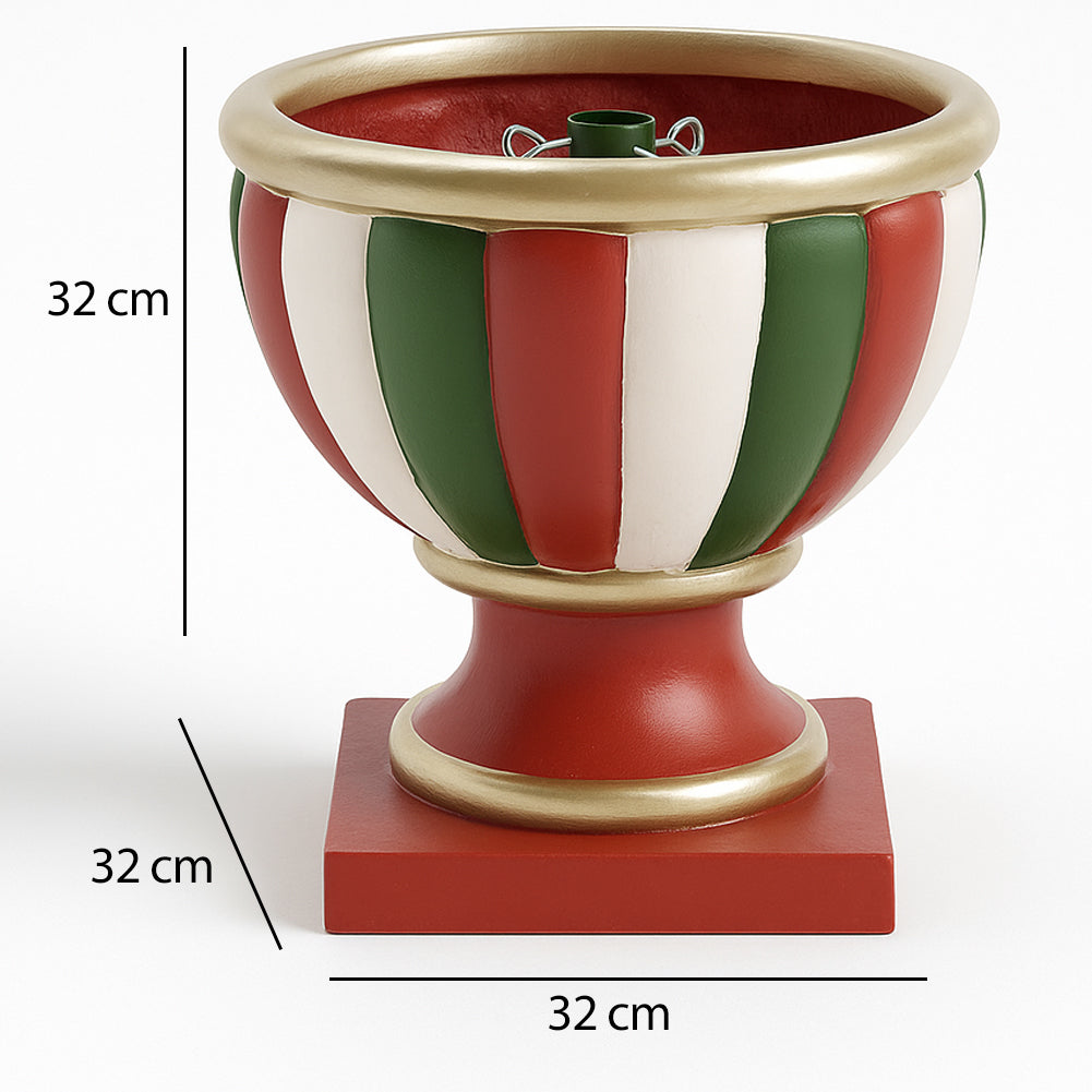 Base Albero di Natale Calice Rosso Verde Bianco Supporto Attacco Universale 32cm