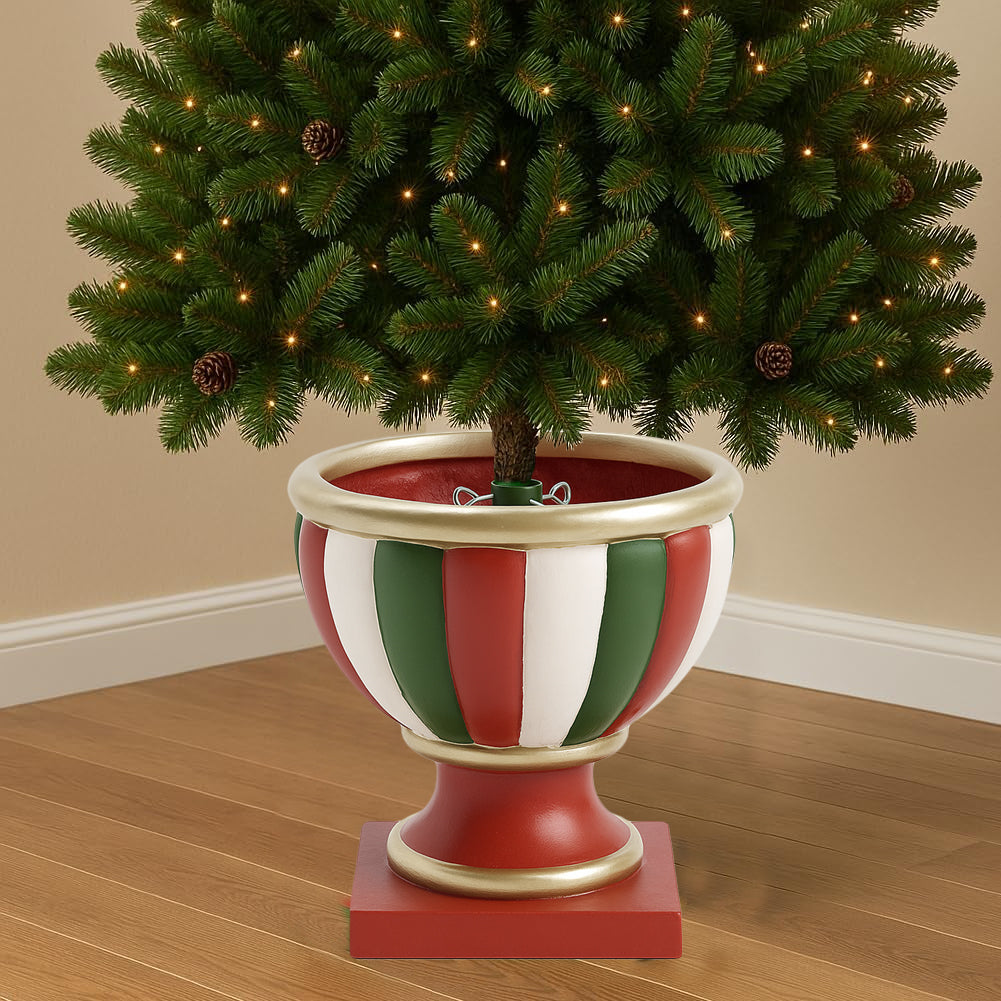Base Albero di Natale Calice Rosso Verde Bianco Supporto Attacco Universale 32cm