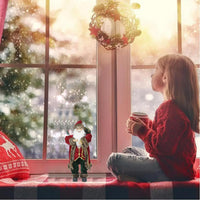 Statuina Babbo Natale Addobbo Statuetta 40cm Bordeaux in Tessuto Decoro Natalizio