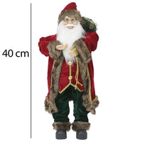 Statuina Babbo Natale Addobbo Statuetta 40cm Bordeaux in Tessuto Decoro Natalizio