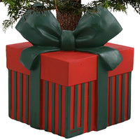 Base Albero di Natale Forma Regalo Natalizio Verde e Rosso Decorazione Natalizia