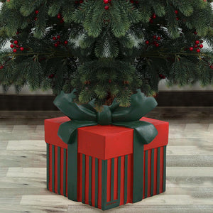 Base Albero di Natale Forma Regalo Natalizio Verde e Rosso Decorazione Natalizia
