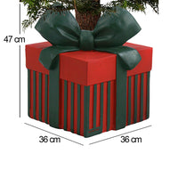 Base Albero di Natale Forma Regalo Natalizio Verde e Rosso Decorazione Natalizia