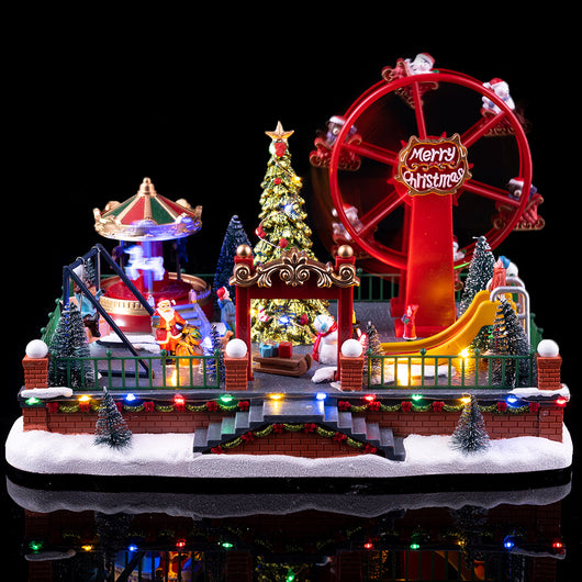 Giostrina di Natale Parco con Ruota Natalizio 25.5x24.5x23cm Decorazione Addobbo