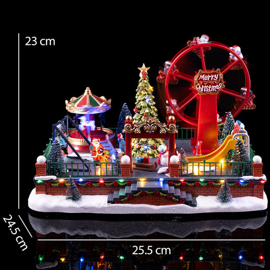 Giostrina di Natale Parco con Ruota Natalizio 25.5x24.5x23cm Decorazione Addobbo