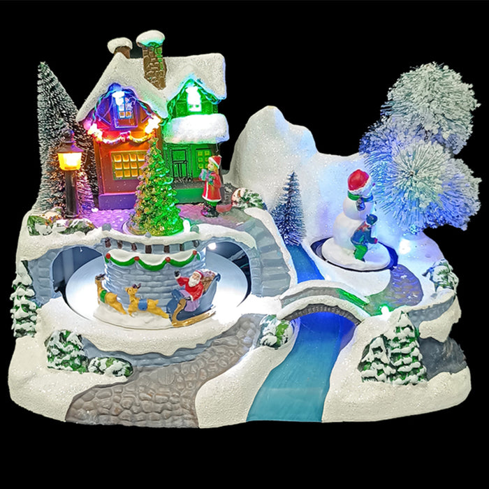 Giostrina Natalizia Casetta Innevata Giostra con Luci e Suoni Addobbo di Natale