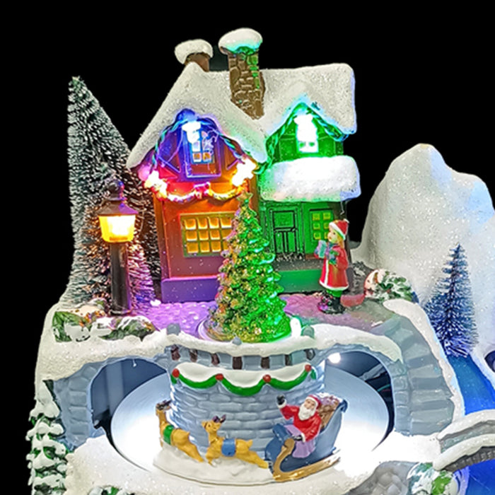 Giostrina Natalizia Casetta Innevata Giostra con Luci e Suoni Addobbo di Natale