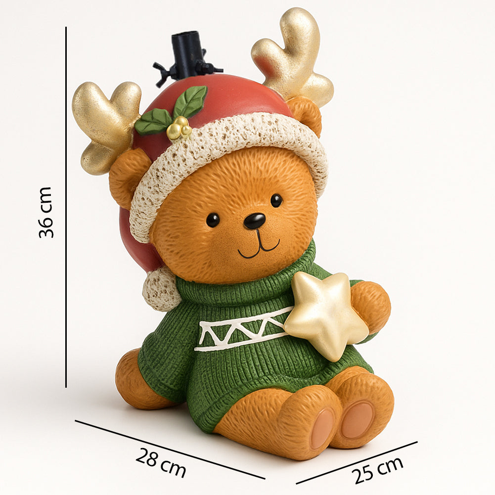 Base Albero Orsetto Natalizio Supporto con Maglione e Cappellino di Natale 36 cm