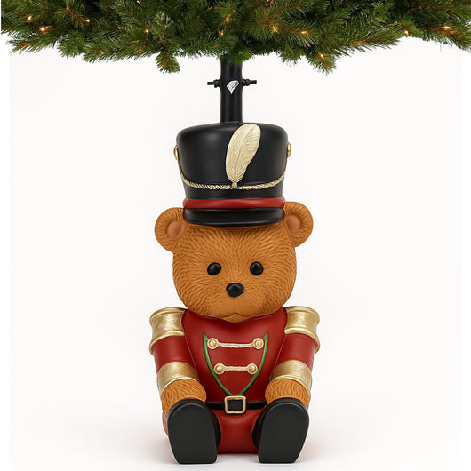 Base Albero Orsetto Schiaccianoci Natalizio Supporto di Natale con LED 24x44 cm