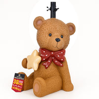 Base Albero Orsetto con Fiocco Natalizio Supporto di Natale con LED 28x25x38cm