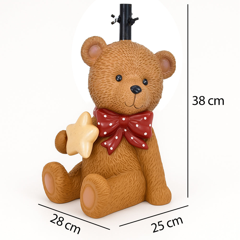 Base Albero Orsetto con Fiocco Natalizio Supporto di Natale con LED 28x25x38cm