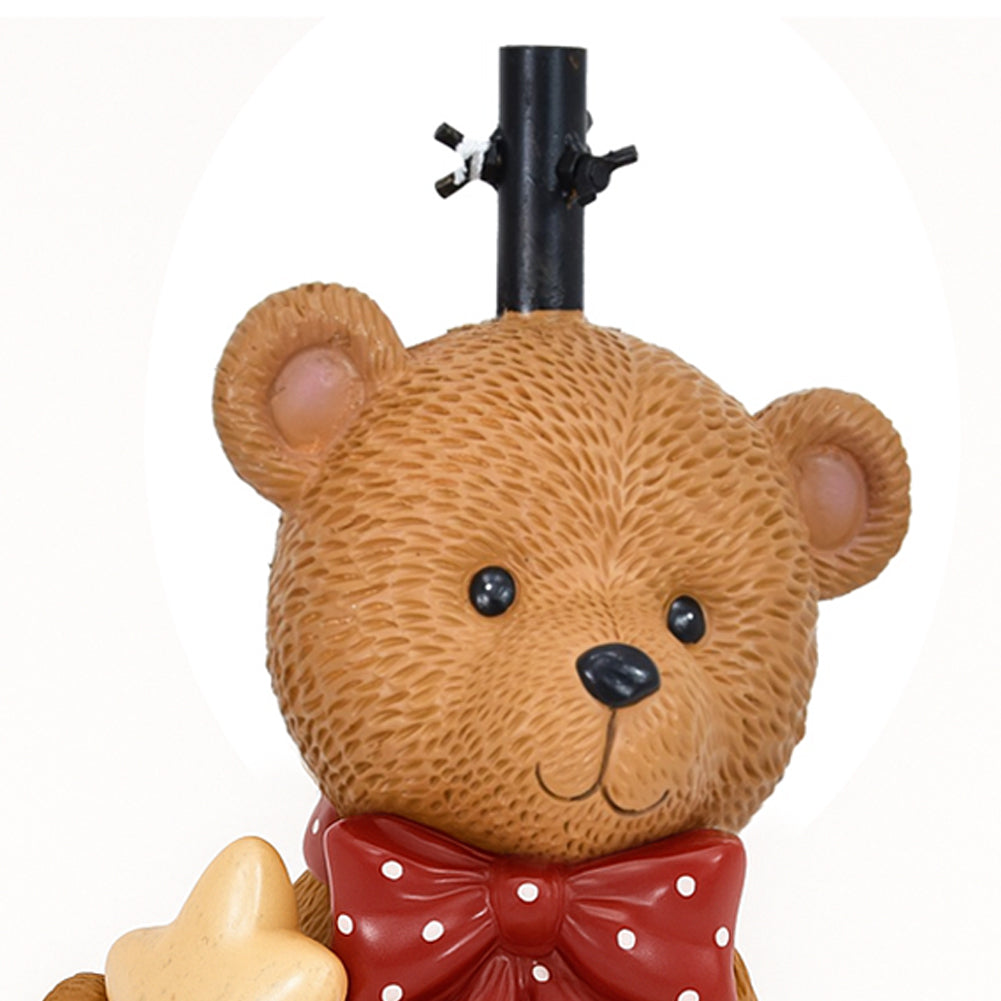 Base Albero Orsetto con Fiocco Natalizio Supporto di Natale con LED 28x25x38cm