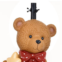 Base Albero Orsetto con Fiocco Natalizio Supporto di Natale con LED 28x25x38cm