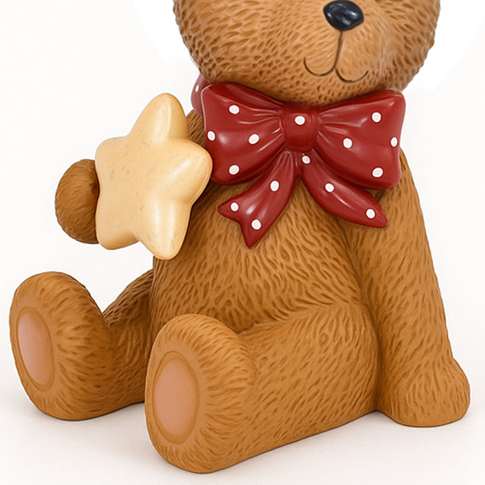 Base Albero Orsetto con Fiocco Natalizio Supporto di Natale con LED 28x25x38cm