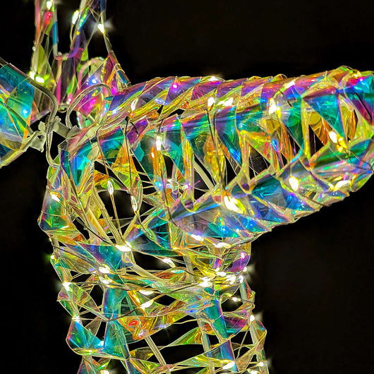 Renna Luminosa Natalizia Bianco Iridescente 80cm con 400 LED Addobbo di Natale