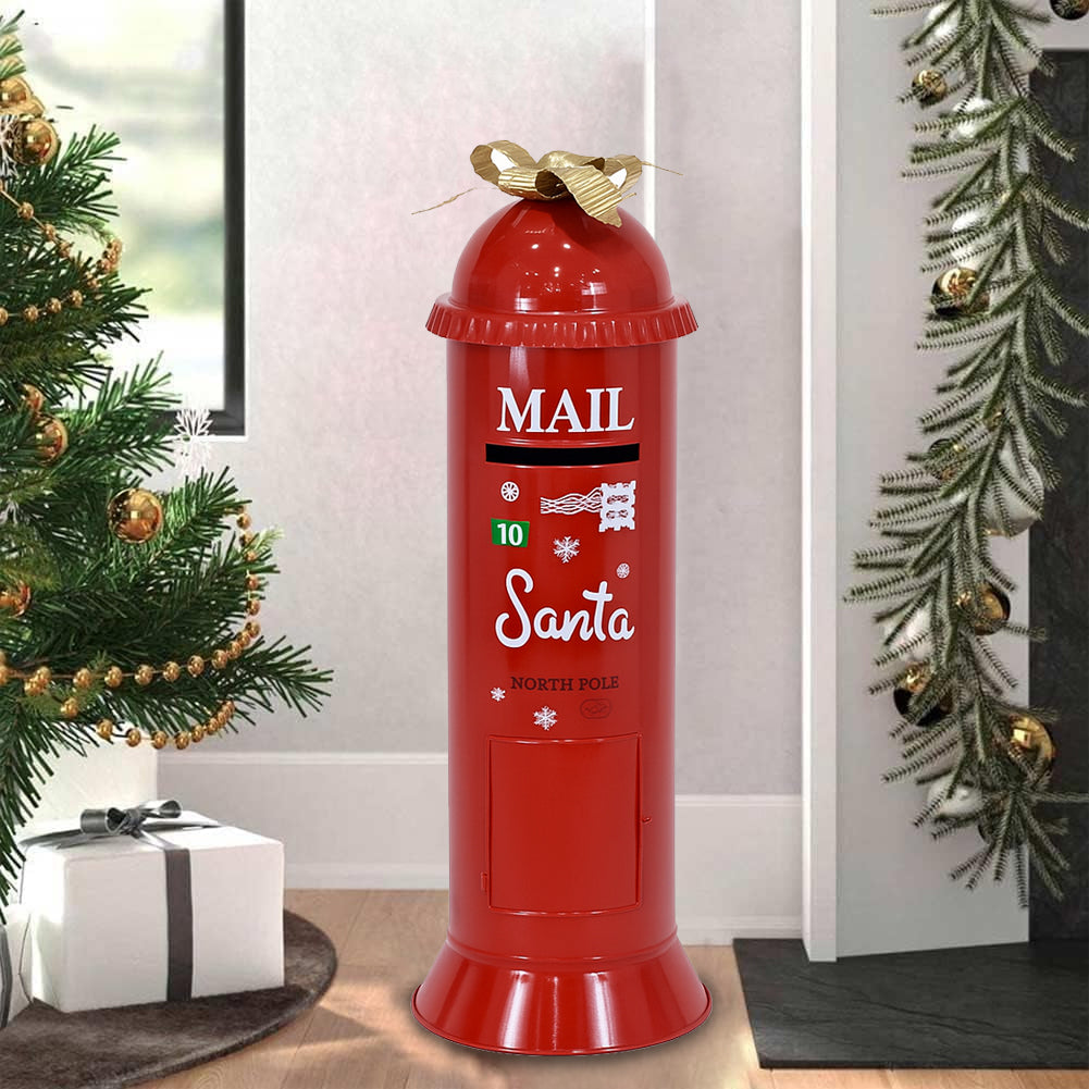 Cassetta Postale di Babbo Natale Letterina Rosso Decorazione Natalizia 30x89cm