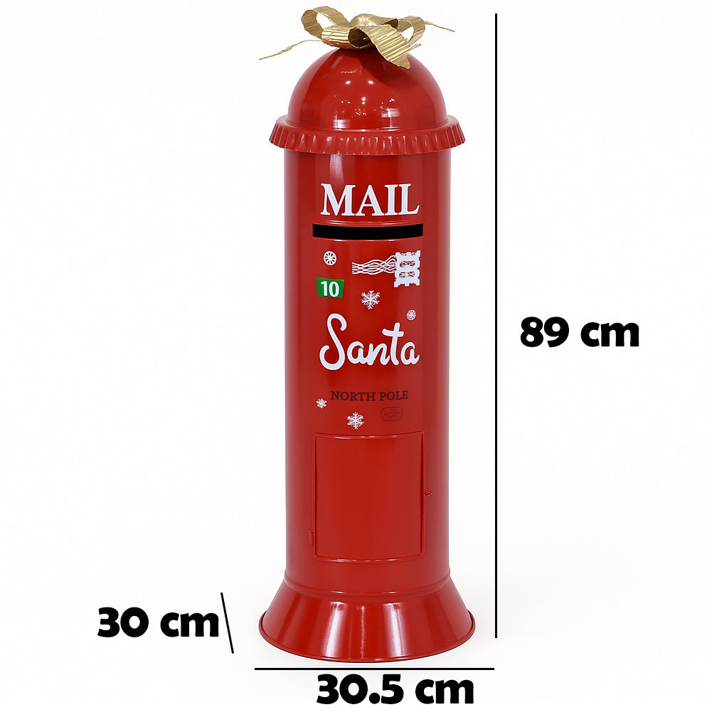 Cassetta Postale di Babbo Natale Letterina Rosso Decorazione Natalizia 30x89cm