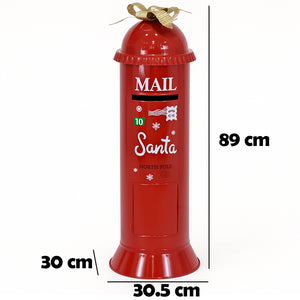 Cassetta Postale di Babbo Natale Letterina Rosso Decorazione Natalizia 30x89cm